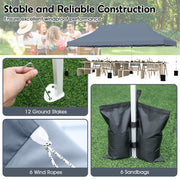 Costway - 10 X 20 FT Pop up Canopy Tent Foldable Portable Outdoor Gazebo with Carry Bag-Gray