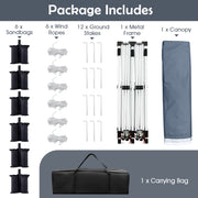 Costway - 10 X 20 FT Pop up Canopy Tent Foldable Portable Outdoor Gazebo with Carry Bag-Gray
