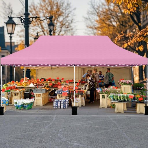 Costway - 10 X 20 FT Pop up Canopy Tent Foldable Portable Outdoor Gazebo with Carry Bag-Pink