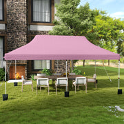 Costway - 10 X 20 FT Pop up Canopy Tent Foldable Portable Outdoor Gazebo with Carry Bag-Pink