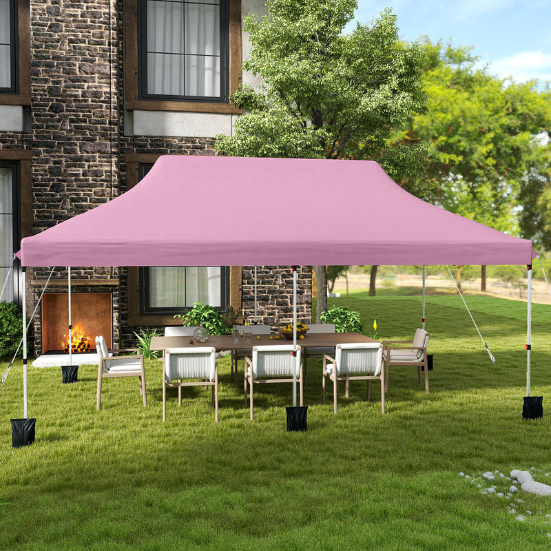 Costway - 10 X 20 FT Pop up Canopy Tent Foldable Portable Outdoor Gazebo with Carry Bag-Pink