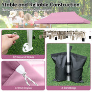 Costway - 10 X 20 FT Pop up Canopy Tent Foldable Portable Outdoor Gazebo with Carry Bag-Pink