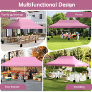 Costway - 10 X 20 FT Pop up Canopy Tent Foldable Portable Outdoor Gazebo with Carry Bag-Pink