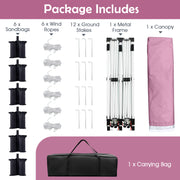 Costway - 10 X 20 FT Pop up Canopy Tent Foldable Portable Outdoor Gazebo with Carry Bag-Pink