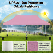 Costway - 10 X 20 FT Pop up Canopy Tent Foldable Portable Outdoor Gazebo with Carry Bag-Pink