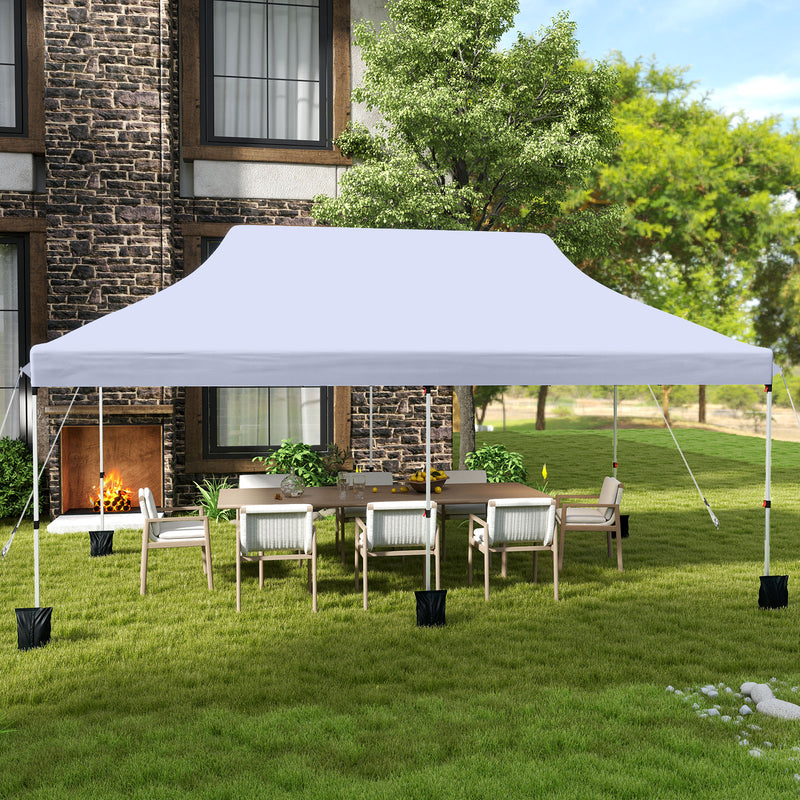 Costway - 10 X 20 FT Pop up Canopy Tent Foldable Portable Outdoor Gazebo with Carry Bag-White