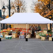 Costway - 10 X 20 FT Pop up Canopy Tent Foldable Portable Outdoor Gazebo with Carry Bag-White