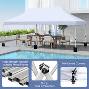 Costway - 10 X 20 FT Pop up Canopy Tent Foldable Portable Outdoor Gazebo with Carry Bag-White