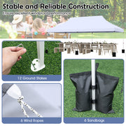 Costway - 10 X 20 FT Pop up Canopy Tent Foldable Portable Outdoor Gazebo with Carry Bag-White