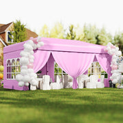 Costway - 10 X 20 Feet Pop up Canopy Tent Instant Setup with 6 Sidewalls-Pink