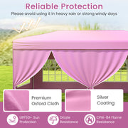 Costway - 10 X 20 Feet Pop up Canopy Tent Instant Setup with 6 Sidewalls-Pink
