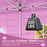 Costway - 10 X 20 Feet Pop up Canopy Tent Instant Setup with 6 Sidewalls-Pink