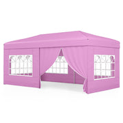 Costway - 10 X 20 Feet Pop up Canopy Tent Instant Setup with 6 Sidewalls-Pink