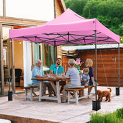 Costway - 10 x 10 FT Outdoor Pop up Canopy Tent Easy Setup Gazebo Shelter with Wheeled Bag-Pink