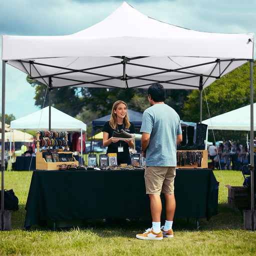 Costway - 10 x 10 FT Outdoor Pop up Canopy Tent Easy Setup Gazebo Shelter with Wheeled Bag-White