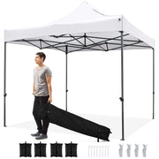 Costway - 10 x 10 FT Outdoor Pop up Canopy Tent Easy Setup Gazebo Shelter with Wheeled Bag-White