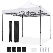 Costway - 10 x 10 FT Outdoor Pop up Canopy Tent Easy Setup Gazebo Shelter with Wheeled Bag-White