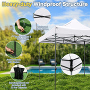 Costway - 10 x 10 FT Outdoor Pop up Canopy Tent Easy Setup Gazebo Shelter with Wheeled Bag-White