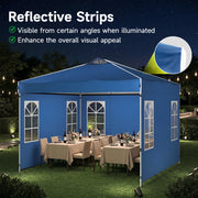 Costway - 10 x 10 FT Pop Up Canopy Tent with 4 Sidewalls and Adjustable Height Waterproof-Blue