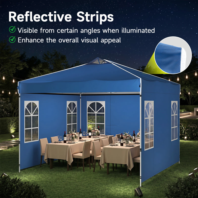 Costway - 10 x 10 FT Pop Up Canopy Tent with 4 Sidewalls and Adjustable Height Waterproof-Blue