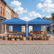 Costway - 10 x 10 FT Pop Up Canopy Tent with 4 Sidewalls and Adjustable Height Waterproof-Blue