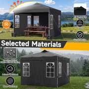 Costway - 10 x 10 FT Pop Up Canopy Tent with 4 Sidewalls and Adjustable Height Waterproof-Black