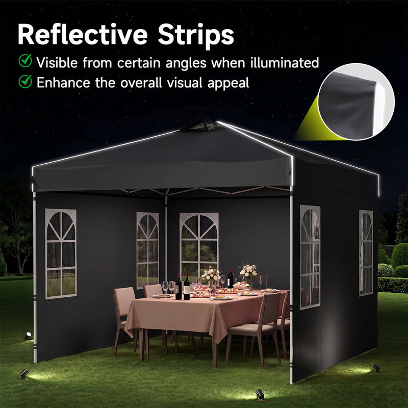 Costway - 10 x 10 FT Pop Up Canopy Tent with 4 Sidewalls and Adjustable Height Waterproof-Black