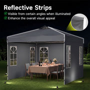 Costway - 10 x 10 FT Pop Up Canopy Tent with 4 Sidewalls and Adjustable Height Waterproof-Gray