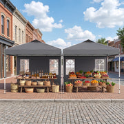 Costway - 10 x 10 FT Pop Up Canopy Tent with 4 Sidewalls and Adjustable Height Waterproof-Gray