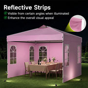 Costway - 10 x 10 FT Pop Up Canopy Tent with 4 Sidewalls and Adjustable Height Waterproof-Pink