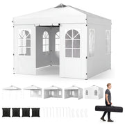 Costway - 10 x 10 FT Pop Up Canopy Tent with 4 Sidewalls and Adjustable Height Waterproof-White