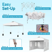 Costway - 10 x 10 FT Pop Up Canopy Tent with 4 Sidewalls and Adjustable Height Waterproof-White