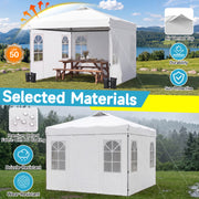 Costway - 10 x 10 FT Pop Up Canopy Tent with 4 Sidewalls and Adjustable Height Waterproof-White