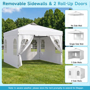 Costway - 10 x 10 FT Pop Up Canopy Tent with 4 Sidewalls and Adjustable Height Waterproof-White