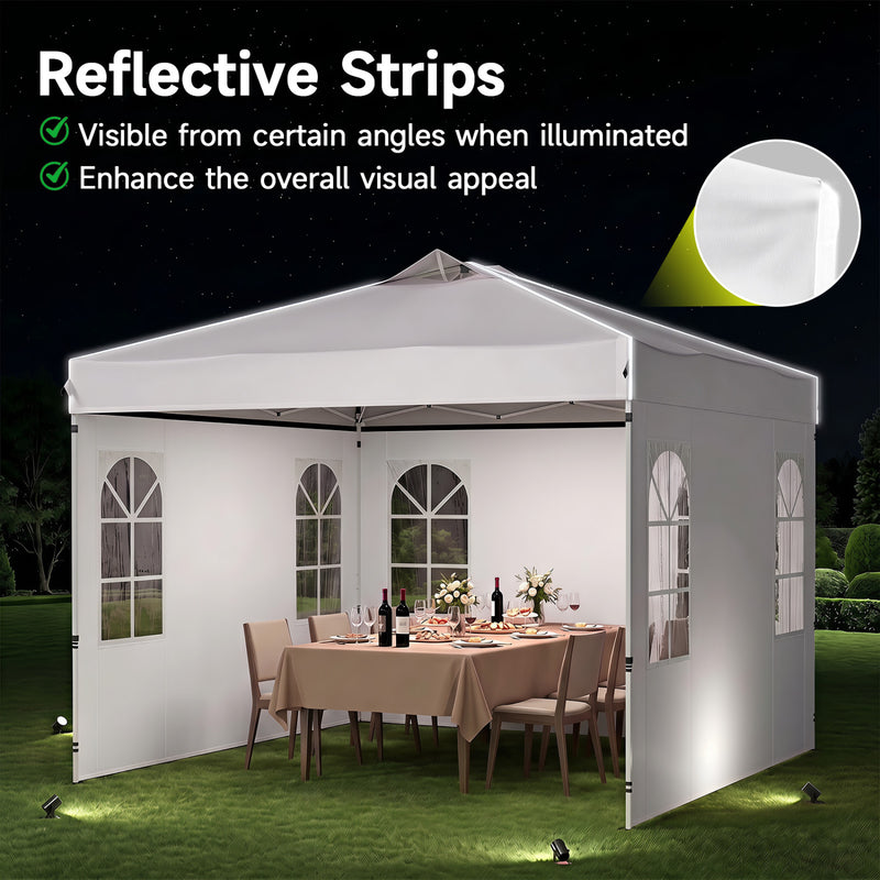 Costway - 10 x 10 FT Pop Up Canopy Tent with 4 Sidewalls and Adjustable Height Waterproof-White