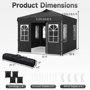 Costway - 10 x 10 FT Pop Up Canopy Tent with 4 Sidewalls and Adjustable Height Waterproof-Black