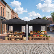 Costway - 10 x 10 FT Pop Up Canopy Tent with 4 Sidewalls and Adjustable Height Waterproof-Black