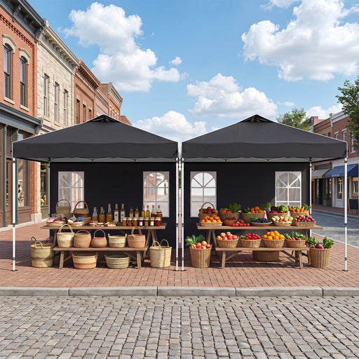 Costway - 10 x 10 FT Pop Up Canopy Tent with 4 Sidewalls and Adjustable Height Waterproof-Black