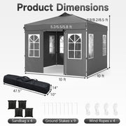 Costway - 10 x 10 FT Pop Up Canopy Tent with 4 Sidewalls and Adjustable Height Waterproof-Gray