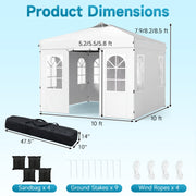 Costway - 10 x 10 FT Pop Up Canopy Tent with 4 Sidewalls and Adjustable Height Waterproof-White