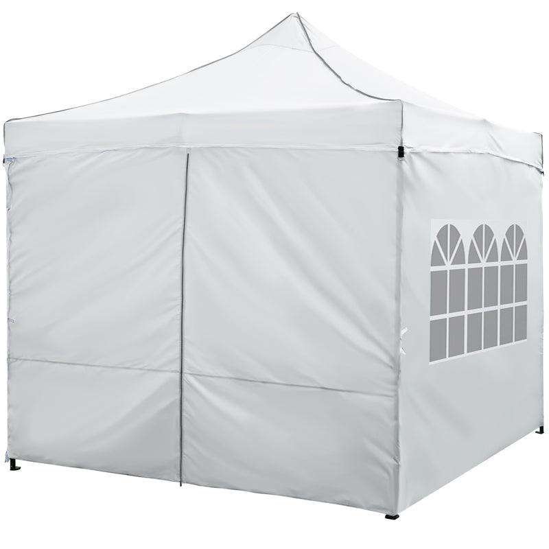Costway - 10 x 10 FT Pop up Canopy Tent with 4 Removable Sidewalls and Wheeled Bag-White