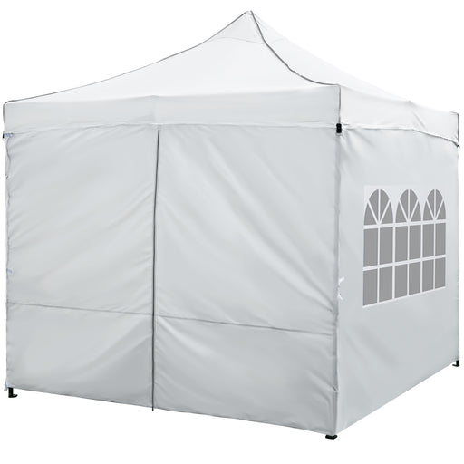 Costway - 10 x 10 FT Pop up Canopy Tent with 4 Removable Sidewalls and Wheeled Bag-White