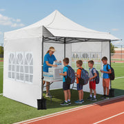 Costway - 10 x 10 FT Pop up Canopy Tent with Sidewalls and Awning for Party Picnic Event-White
