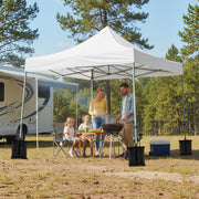 Costway - 10 x 10 FT Pop up Canopy Tent with Sidewalls and Awning for Party Picnic Event-White