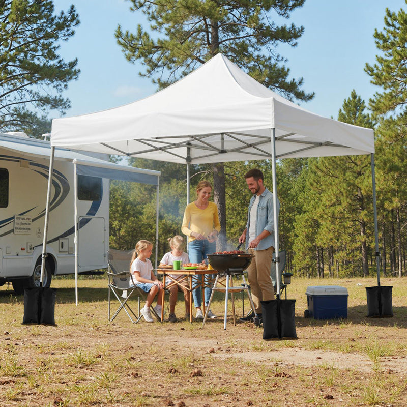 Costway - 10 x 10 FT Pop up Canopy Tent with Sidewalls and Awning for Party Picnic Event-White
