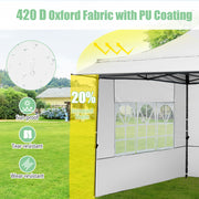 Costway - 10 x 10 FT Pop up Canopy Tent with Sidewalls and Awning for Party Picnic Event-White