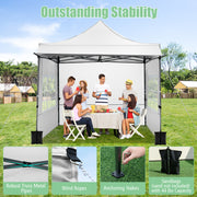 Costway - 10 x 10 FT Pop up Canopy Tent with Sidewalls and Awning for Party Picnic Event-White