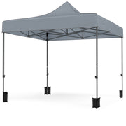 Costway - 10 x 10 FT Pop up Canopy Tent with 4 Removable Sidewalls and Wheeled Bag-Gray