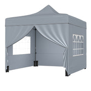 Costway - 10 x 10 FT Pop up Canopy Tent with 4 Removable Sidewalls and Wheeled Bag-Gray