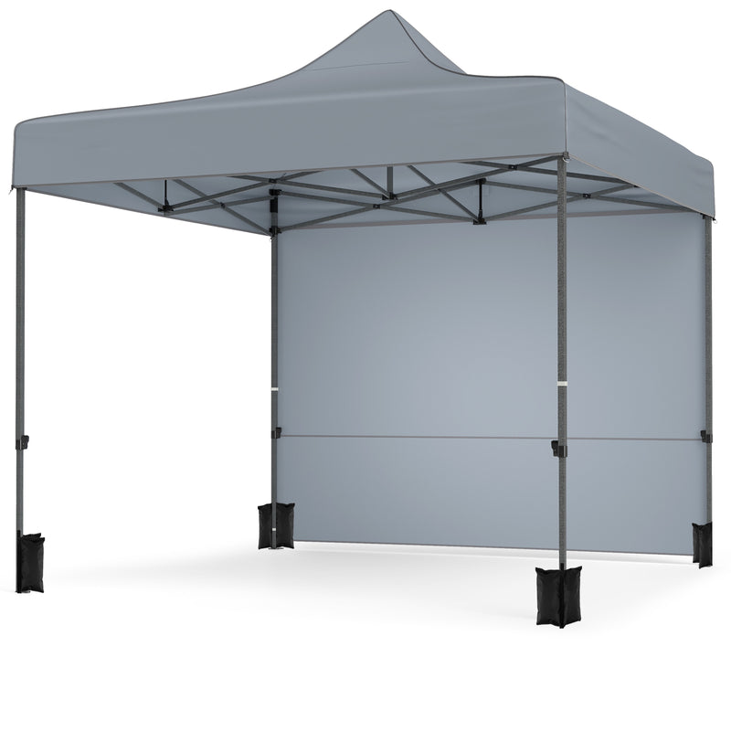 Costway - 10 x 10 FT Pop up Canopy Tent with 4 Removable Sidewalls and Wheeled Bag-Gray